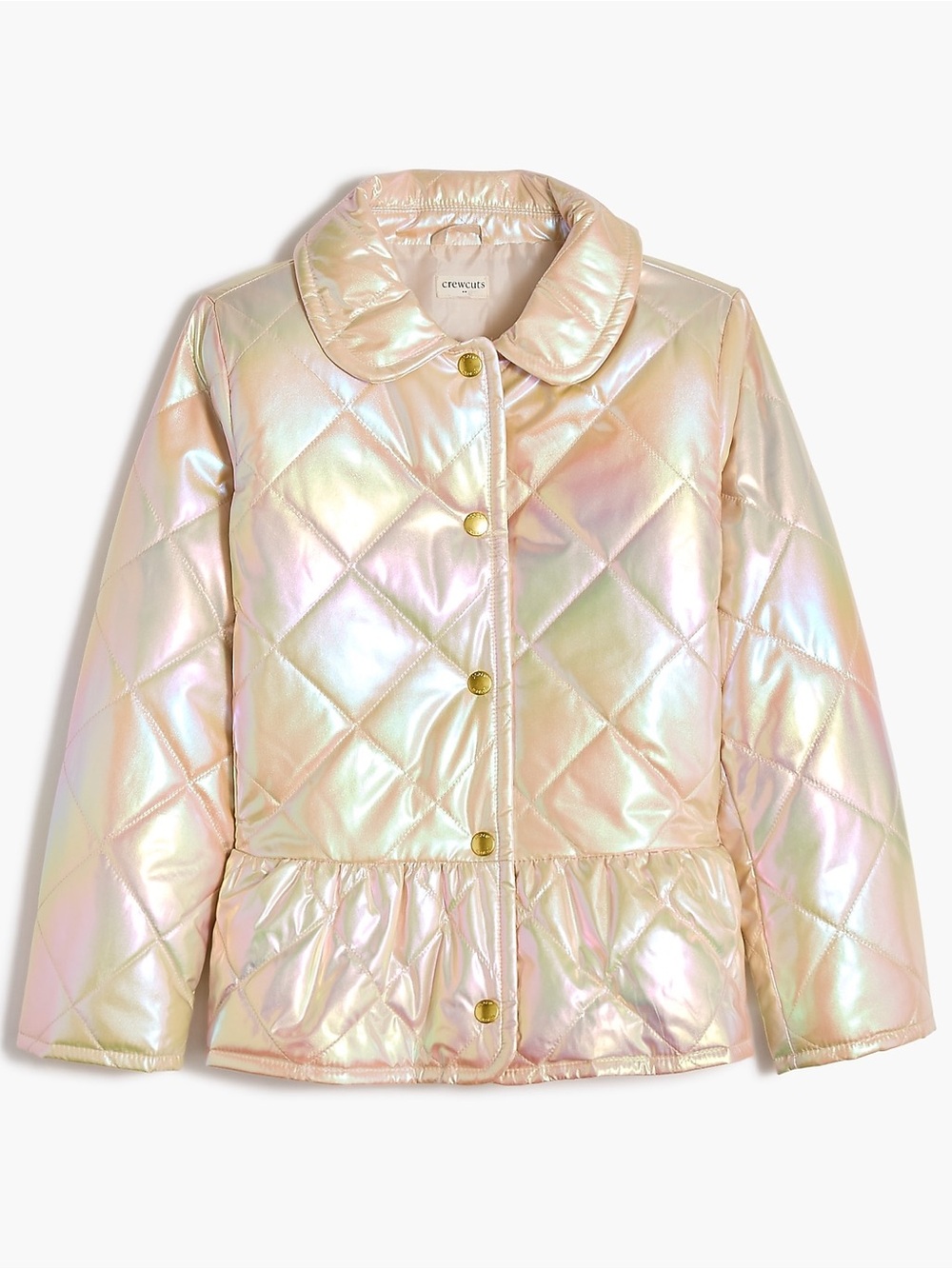 J.Crew Crewcuts Girls Iridescent Metallic Quilted Peplum Jacket 6/7